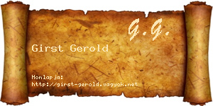 Girst Gerold névjegykártya